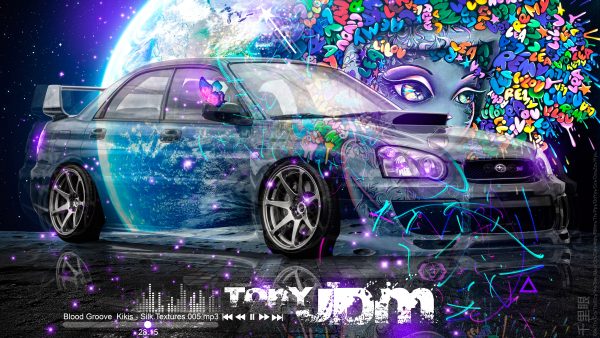  Subaru-Impreza-WRX-STI-JDM-Tuning-Super-Clairvoyance-Graffiti-Girl-Butterfly-Planet-Earth-TonyJDM-Magic-Neon-Car