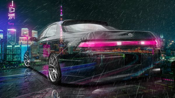 Toyota-Mark2-JZX90-JDM-Tuning-Super-Crystal-Spielzeug-Shanghai-China-Night-Neon-City-Art-Car