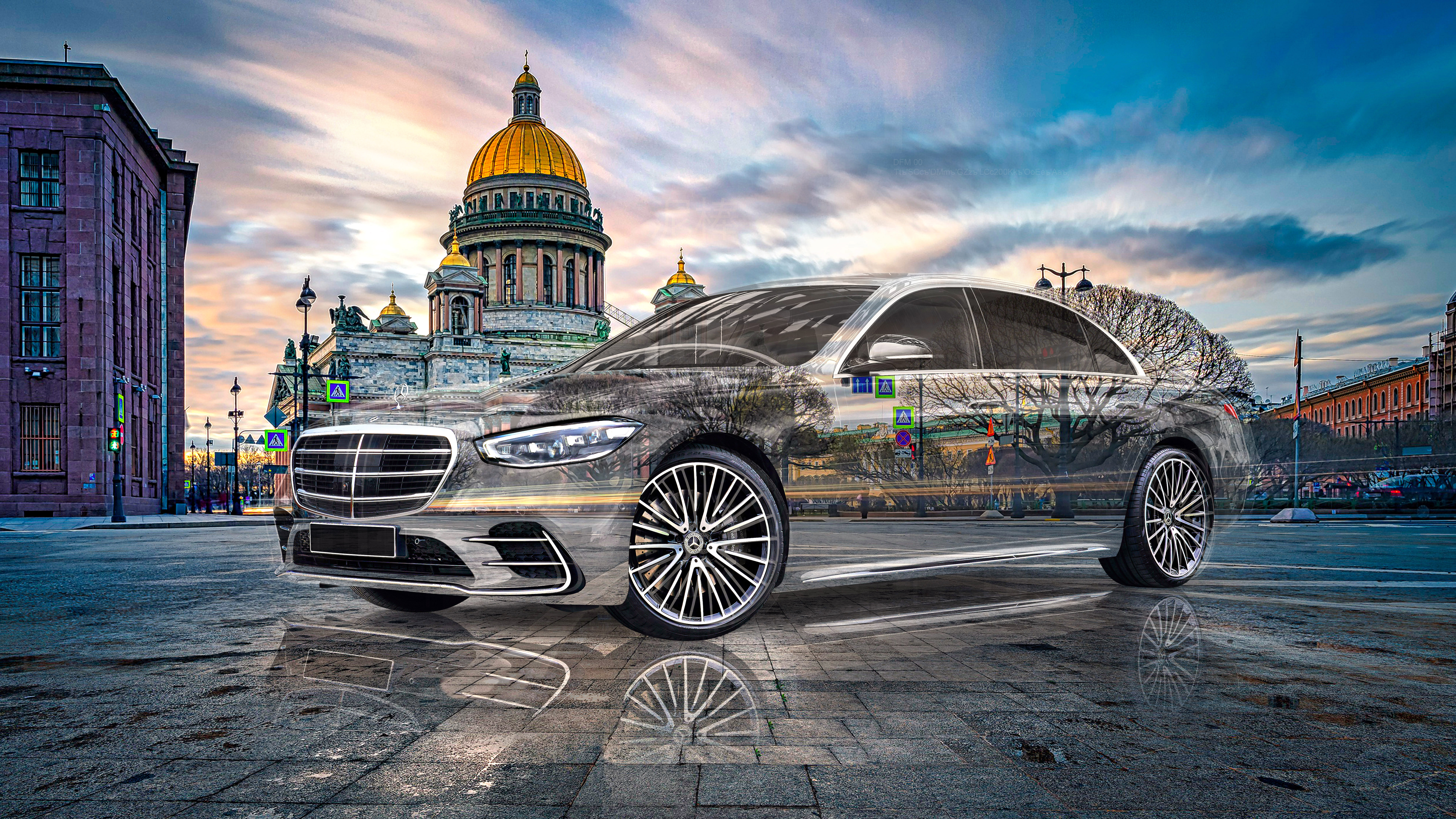 Mercedes-Benz-S-450-4Matic-AMG-Super-Crystal-Thief-Soul-Isaakievskiy-Sobor-Saint-Petersburg-Russia-Art-Car