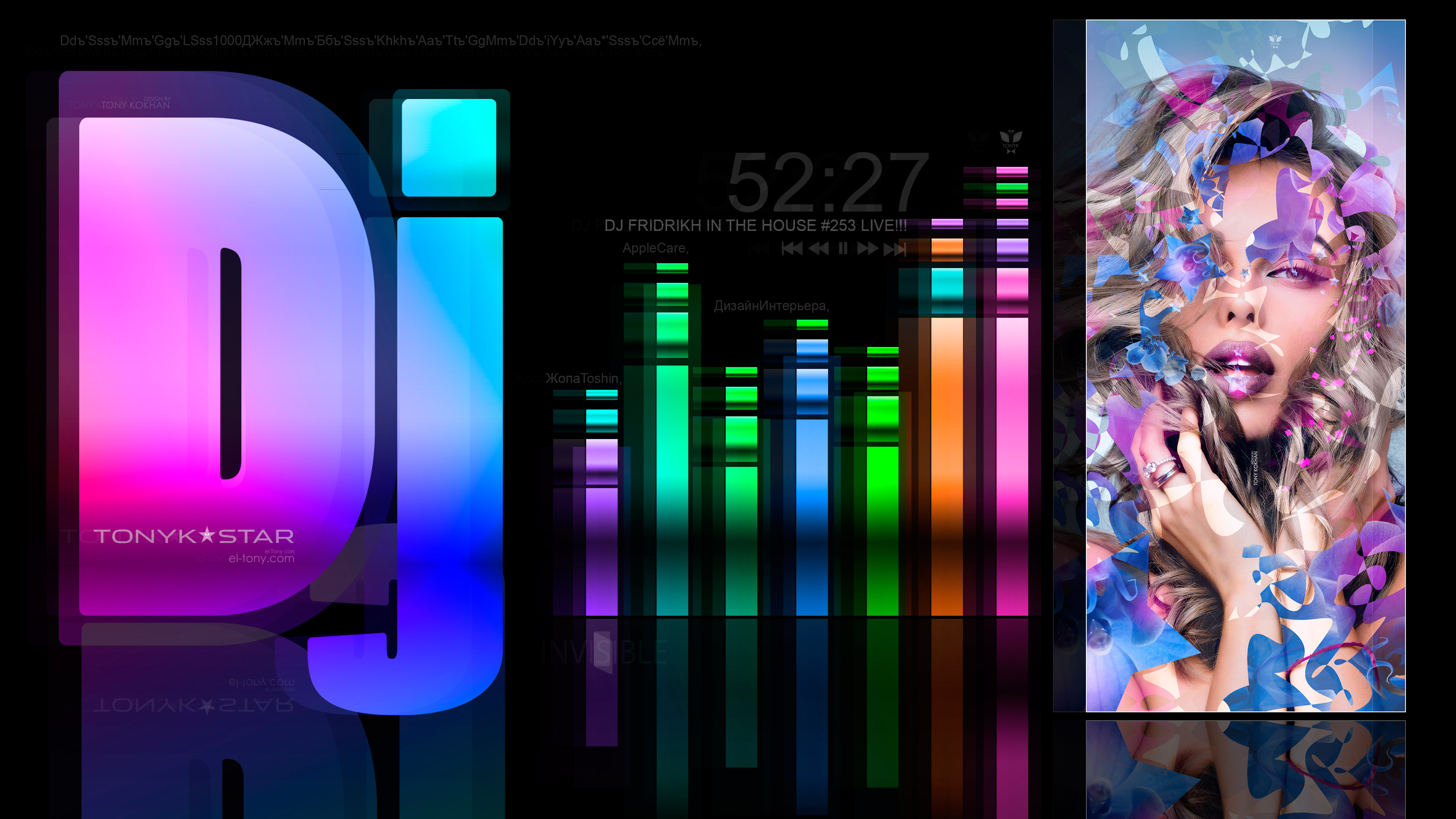 DJ-Music-Hana-Girl-TonyFlowers-Logo-eQ-TonykStar-Sound-Abstract-Letters-Model-TonyCode-Mix-Art