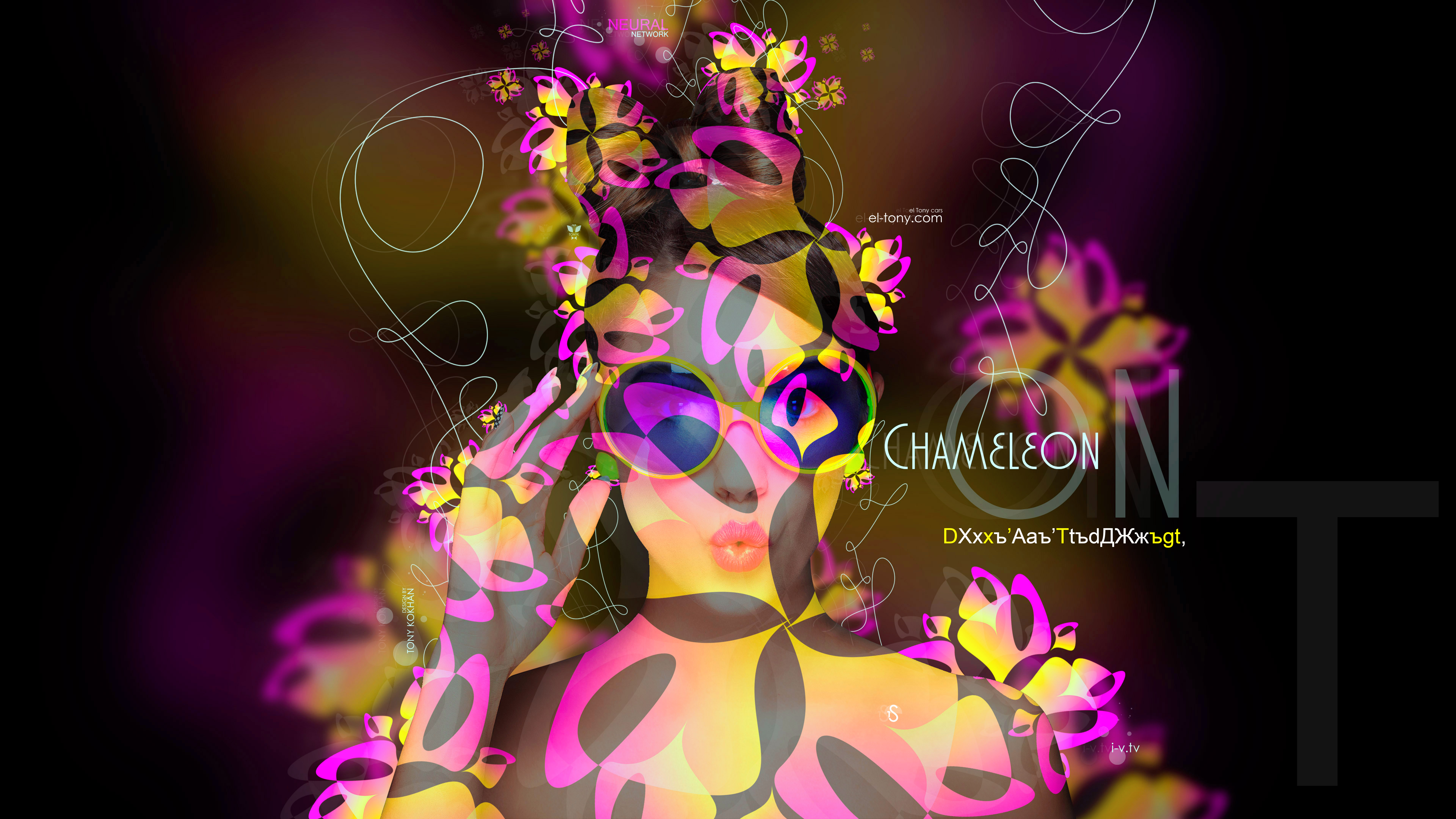 Chameleon-Glasses-Girl-Neural-Network-Super-Abstract-Word-Thread-Art