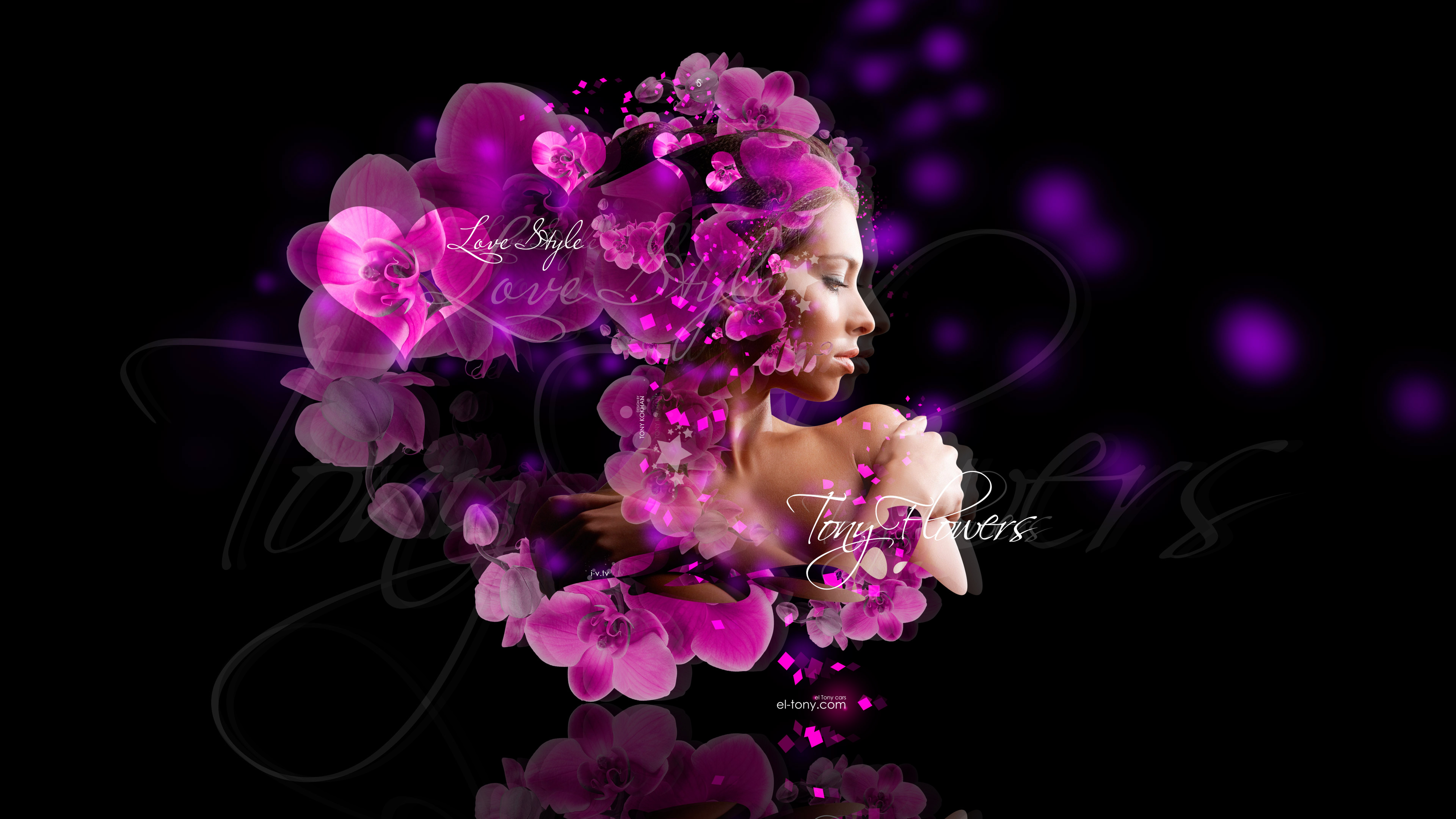 LoveStyle-Girl-Super-TonyFlowers-Orchid-Hairs-Heart-Art