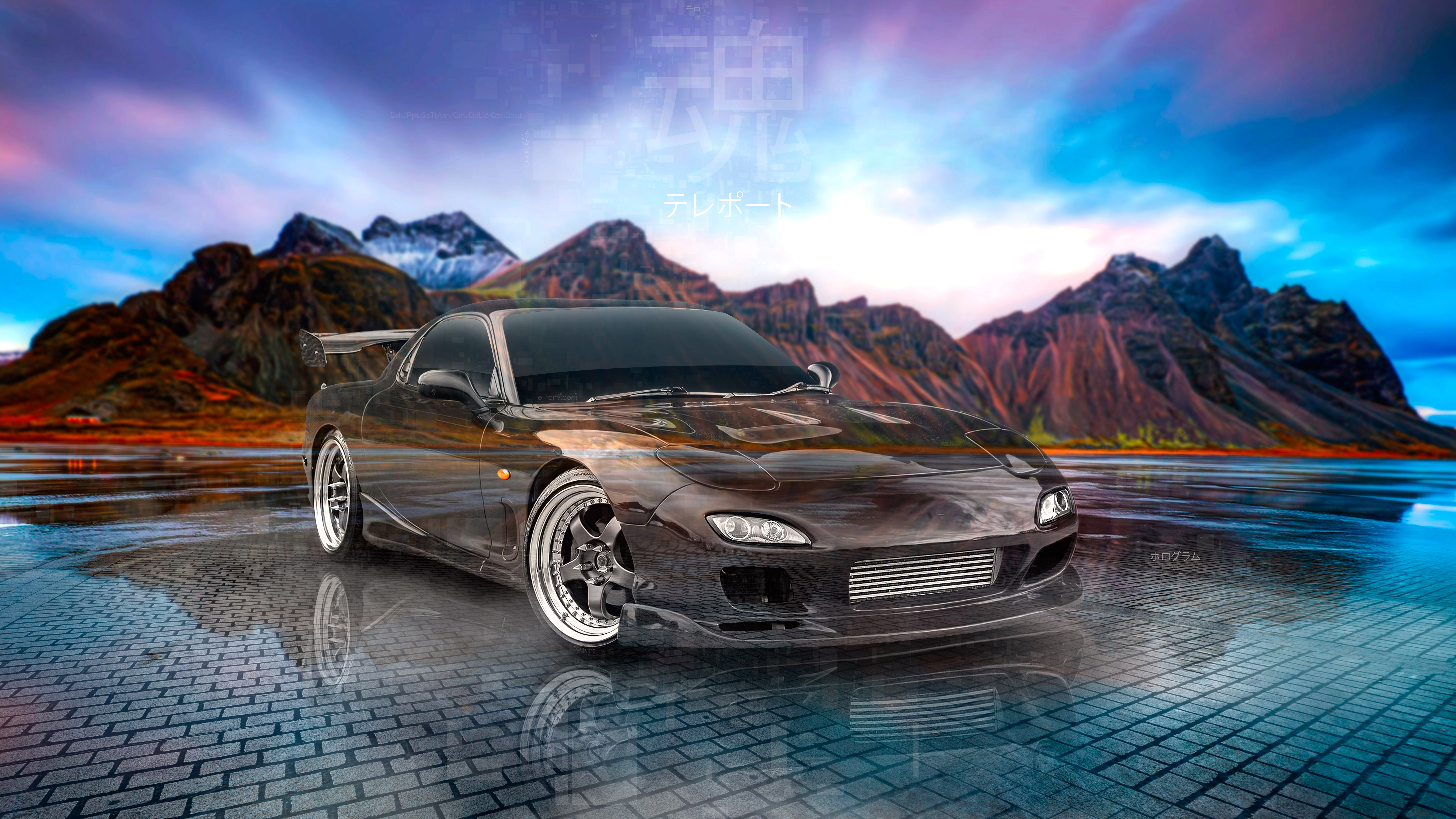 Mazda-RX7-JDM-Tuning-Super-Crystal-Soul-Teleport-Vestrahorn-Mountain-TonySoul-Universe-Art-Car