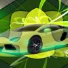 Lamborghini Aventador 3D Super Crystal Abstract 3D DigiTtIZDdLlEeitDdait Lime Art Car