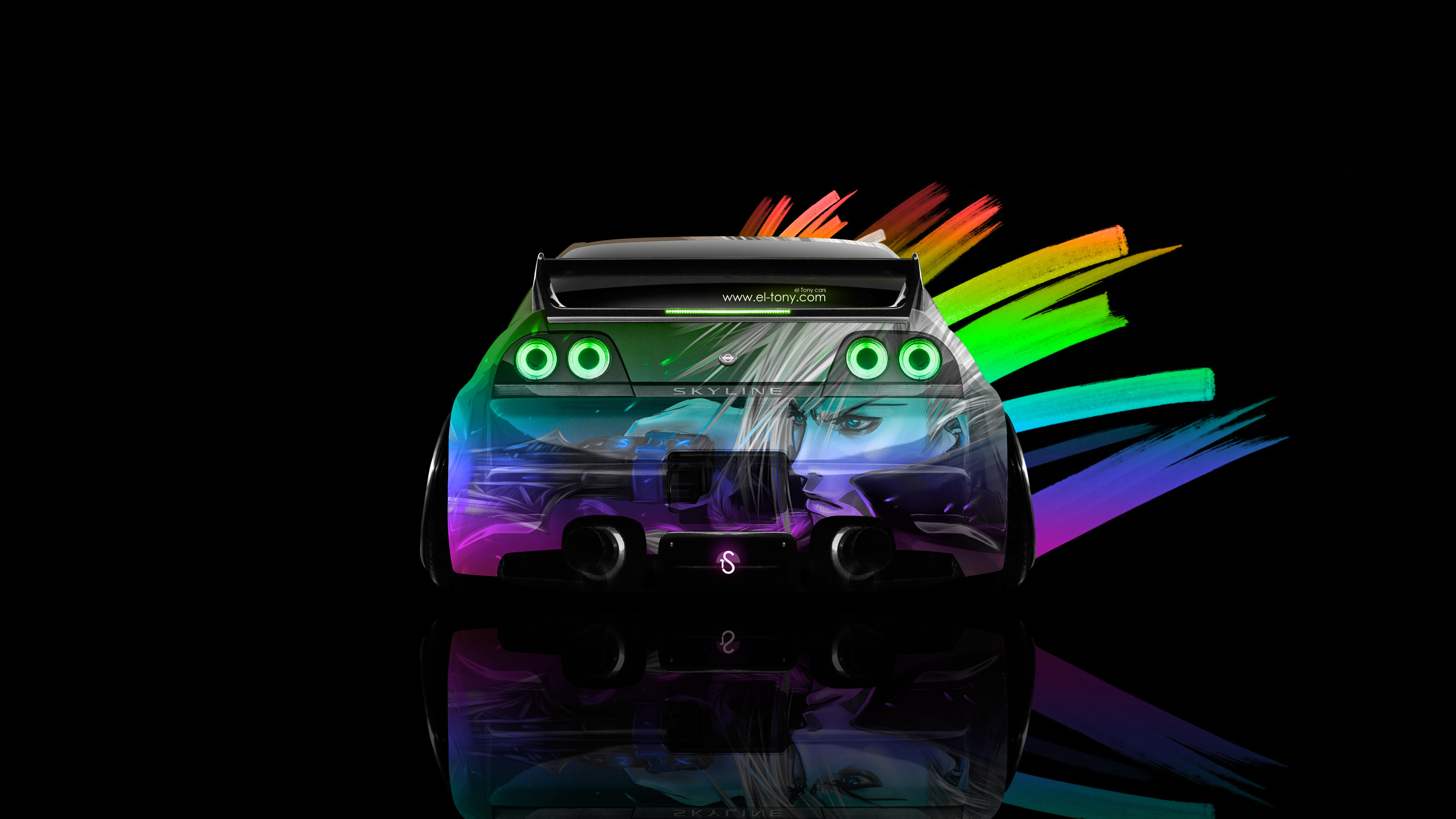 Nissan-Skyline-GTR-R33-JDM-Tuning-Back-Super-Anime-Aerography-Neon-Art-Car