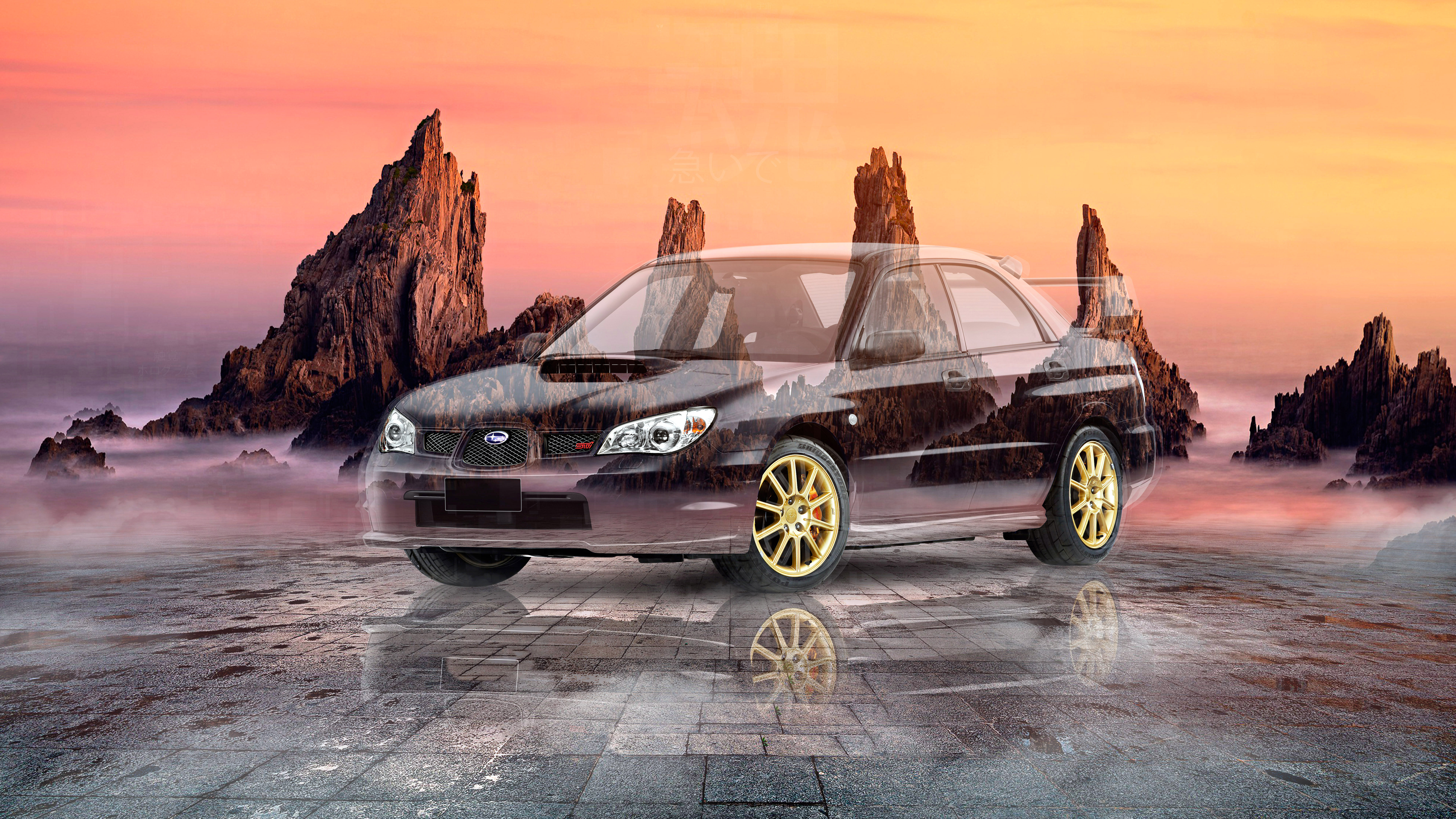 Subaru-Impreza-WRX-STI-JDM-Super-Crystal-Hurrying-Soul-Mountains-Rocks-Sea-Tactile-Hologram-Art-Car